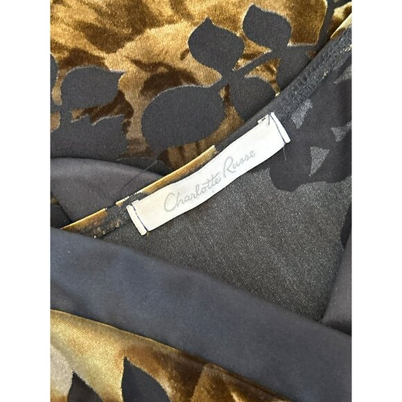 Y2K Charlotte Russe Burnout Velvet Boho  Handkerchief Hem Blouse Woodland Fairy - Picture 5 of 8